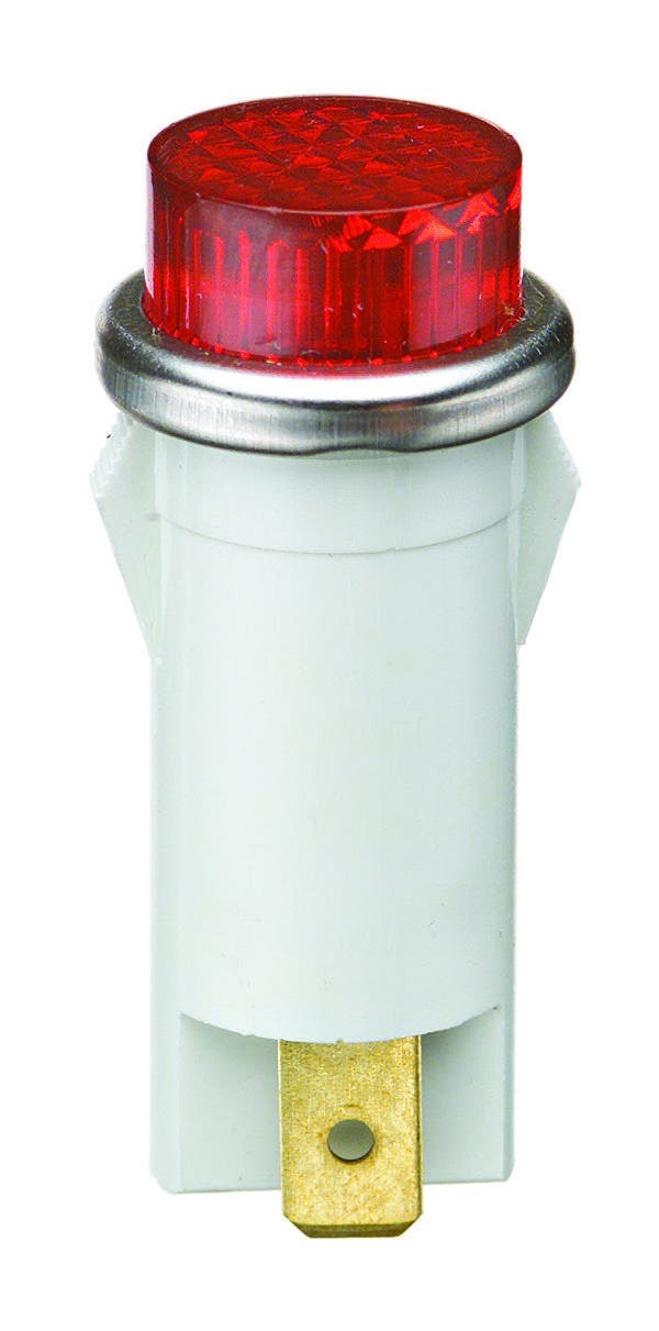 IDEAL, Indicator Light, Raised, Wattage: 1/3 WTT, Voltage Rating: 125 V, Amperage Rating: 2 MILAMP Max, Color: Green Lens, Average Life: 15000 HR, Mounting: 1/2 IN Diameter, Operating Temperature: Nylon Body: 140 DEG C, Polycarbonate Lens: 135 DEG C, Bezel: 0.100 IN Height, Flammability Rating: 94V-2, Material: Nylon Body With Raised Transparent Polycarbonate Lens And Stainless Steel Bezel, Lamp Type: Neon, Termination Style: 6 IN Wire Leads, Lamp Height: 0.200 IN