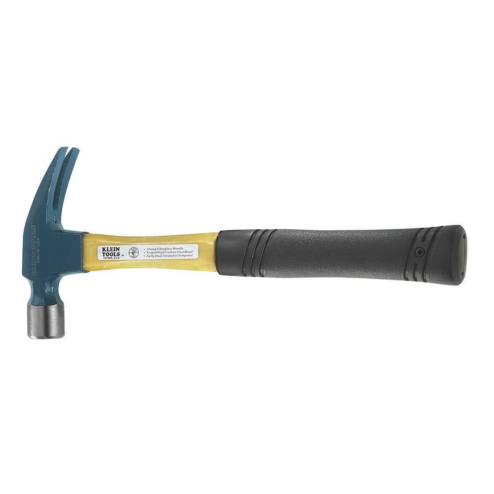 808-20 Heavy Duty Straight Claw Hammer, 14 in OAL, Smooth Face Surface, 20 oz Steel Head, Straight Claw, Fiberglass Handle