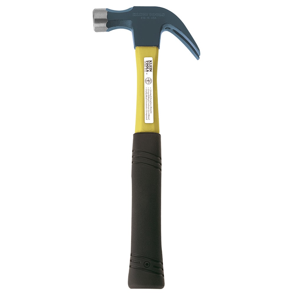 818-16 Heavy Duty Claw Hammer, 13 in OAL, 16 oz Forged Steel Head, Curved Claw, Fiberglass Handle