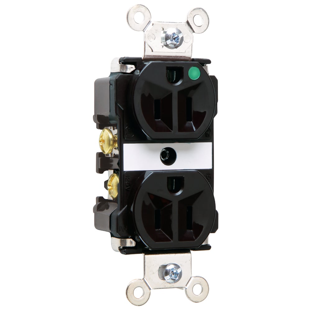 8200BK 15 Amp 125V Extra Heavy Duty Hospital-Grade Duplex Receptacle, Back and Side Wire, Black