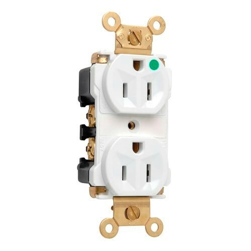 8200WMRI Extra Heavy Duty MRI Receptacle, Back and Side Wire, 15 Amp, 125V, White