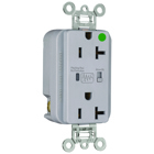 Hospital Grade Surge Protective Duplex Receptacle offers increased transient protection, reliability and protection notification (Audible Alarm with LED Indicator). Back and, Side Wire, 20amp 125volt, Gray.