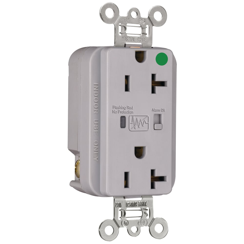 8300GRYSP 20 Amp 125V Hospital-Grade Surge Protective Duplex Receptacle, Gray