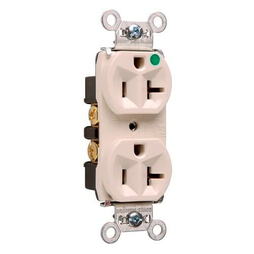 8300HLA 20 Amp 125V Heavy Duty Hospital-Grade Compact Duplex Receptacle, Back and Side Wire, Light Almond
