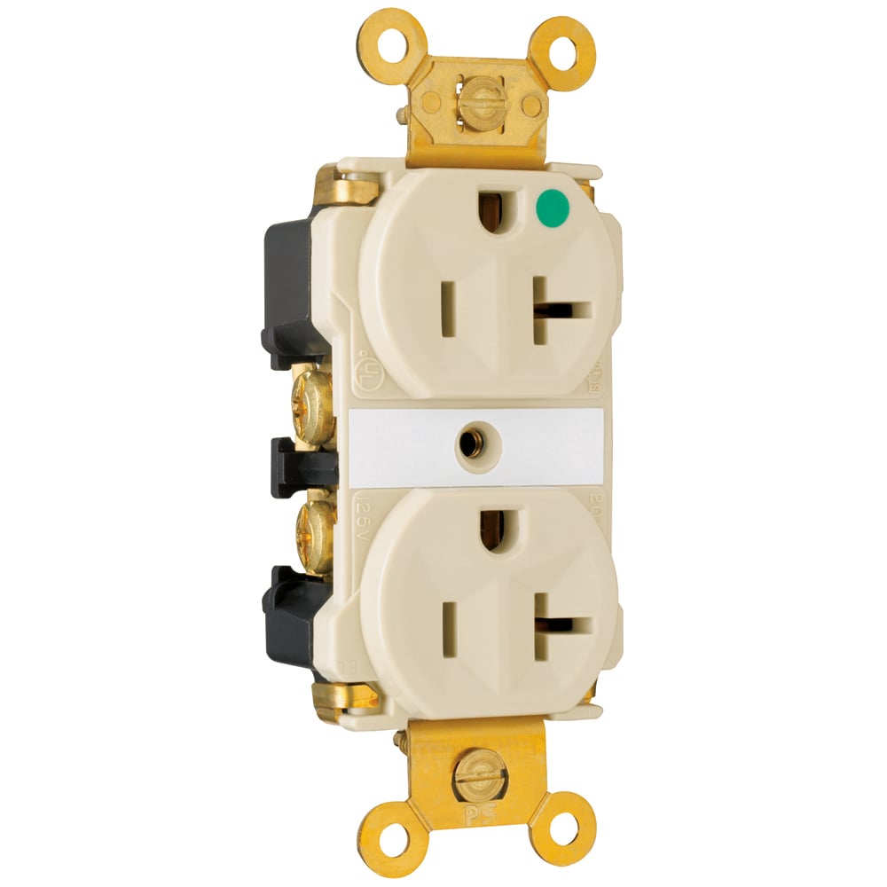 8300IMRI Extra Heavy Duty MRI Receptacle, Back and Side Wire, 20 Amp, 125V, Ivory