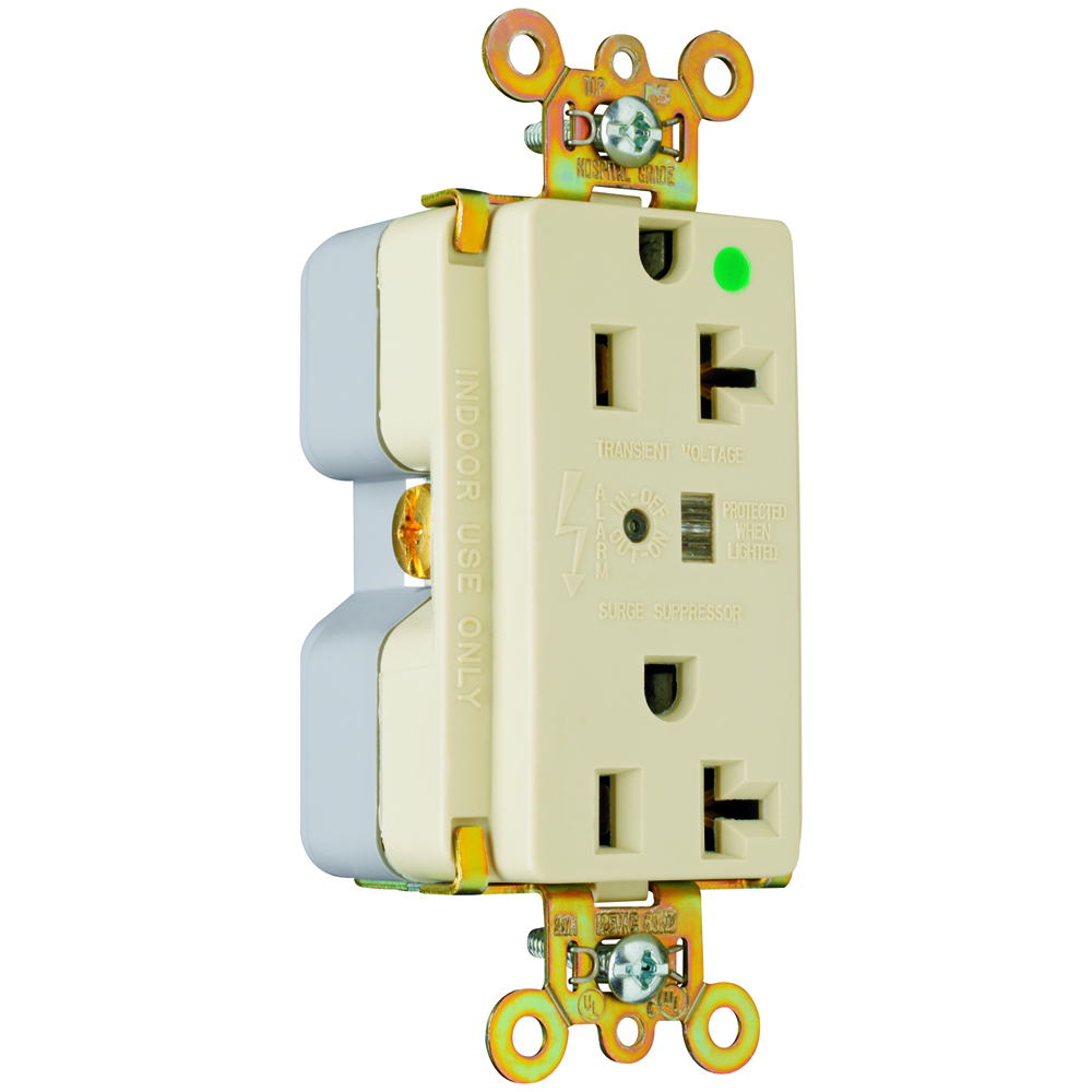 8300ISP 20 Amp 125V Hospital-Grade Surge Protective Duplex Receptacle, Ivory