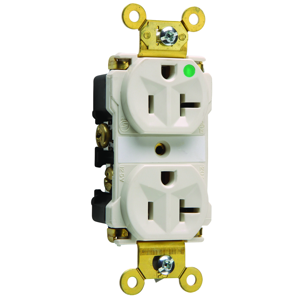8300LA 20 Amp 125V Extra Heavy Duty Hospital-Grade Duplex Receptacle, Back and Side Wire, Light Almond