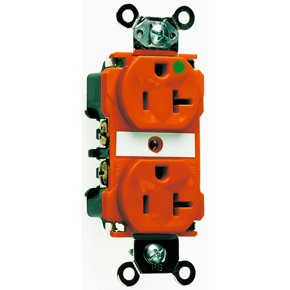 8300RED 20 Amp 125V Extra Heavy Duty Hospital-Grade Duplex Receptacle, Back and Side Wire, Red