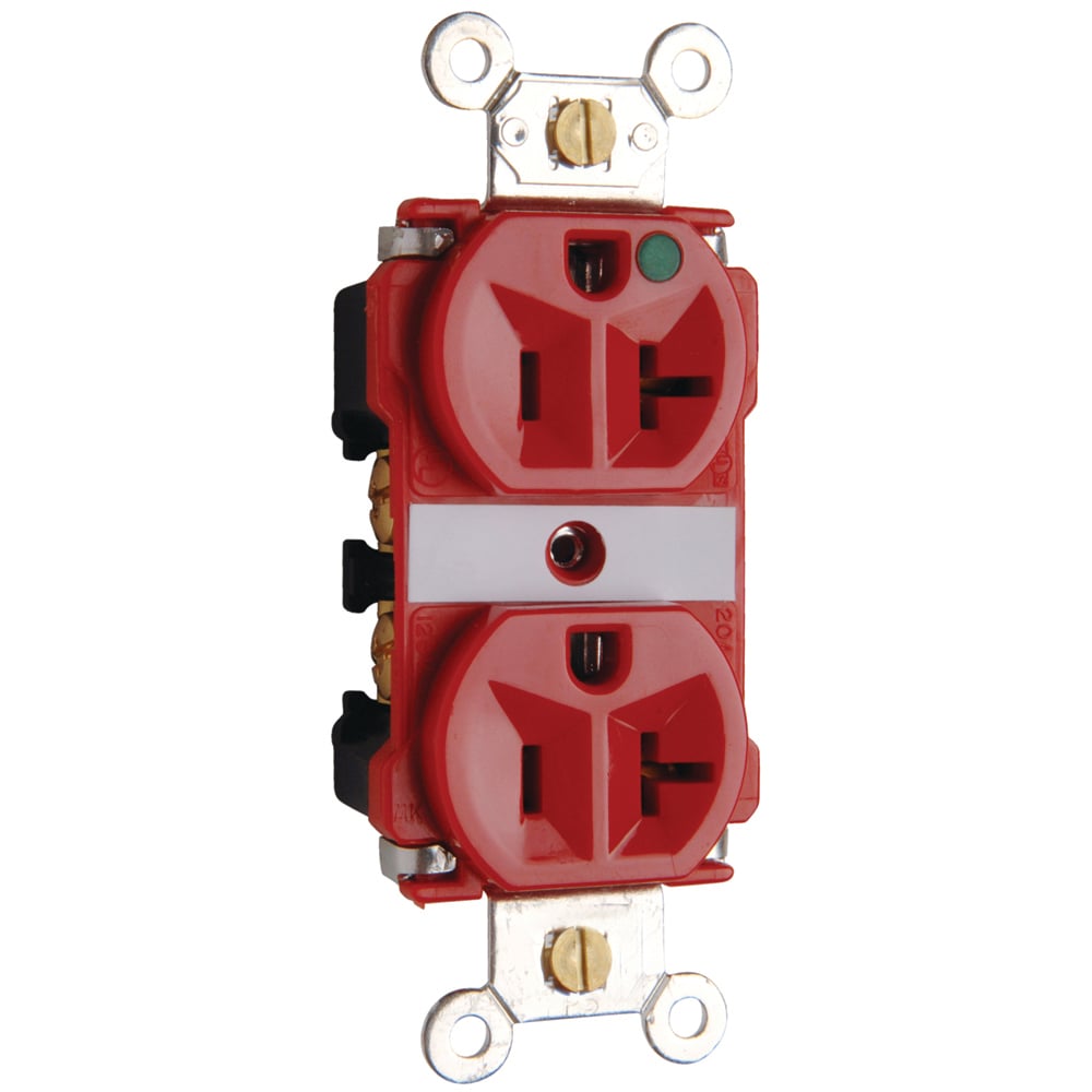 8300REDMRI Extra Heavy Duty MRI Receptacle, Back and Side Wire, 20 Amp, 125V, Red