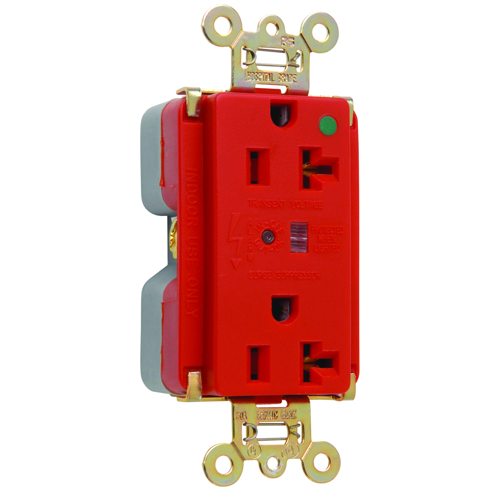8300REDSP 20 Amp 125V Hospital-Grade Surge Protective Duplex Receptacle, Red
