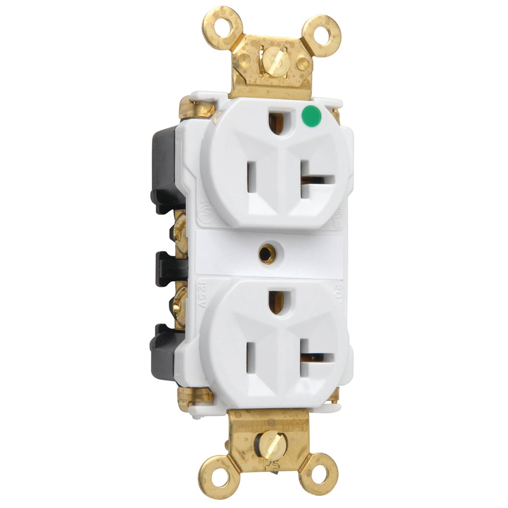 8300WMRI Extra Heavy Duty MRI Receptacle, Back and Side Wire, 20 Amp, 125V, White