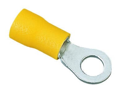 83-2331 1-Hole Vinyl Insulated Ring Terminal, 12 to 10 AWG, 8 in Stud, Tin Plated Brass