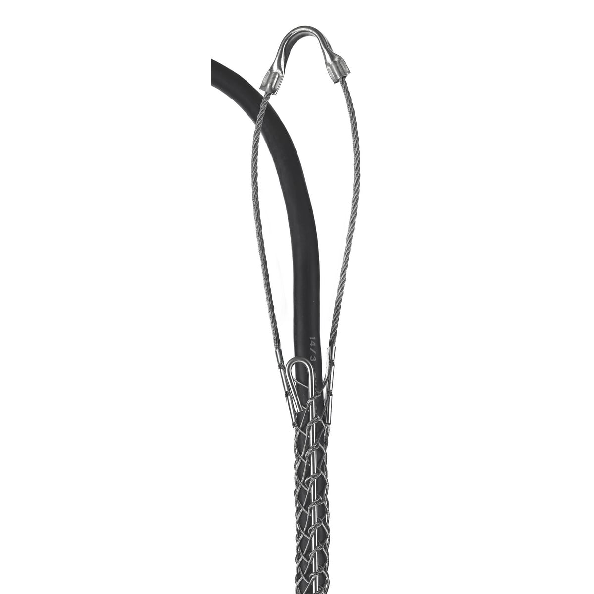 02203014 Standard Duty Rod Closing Split Mesh Single Eye Single Weave Support Grip, 790 lb Breaking Strength, 0.63 to 0.74 in Cable, Bronze, TiN Coated