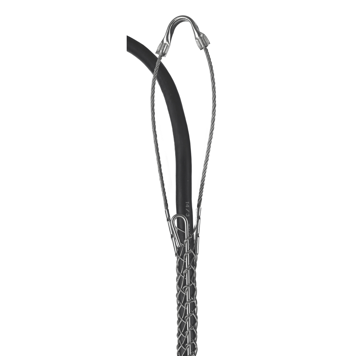 02203024 Standard Duty Lace Closing Split Mesh Single Eye Support Grip, 490 lb Breaking Strength, 3-1/2 to 4 in Cable, Bronze, TiN Coated