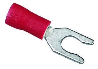 83-7011 Insulated Snap Vinyl Spade Terminal, 22 to 18 AWG, 6 in Stud, Tin Plated Brass