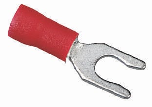 83-7021 Insulated Snap Vinyl Spade Terminal, 22 to 18 AWG, 8 in Stud, Tin Plated Brass