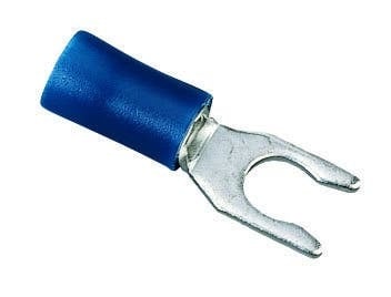 83-7051 Insulated Snap Vinyl Spade Terminal, 16 to 14 AWG, 6 in Stud, Tin Plated Brass