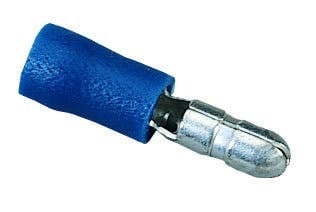 83-8011 Insulated Vinyl Bullet Disconnect, 16 to 14 AWG, 0.157 in Dia Bullet, Brass, Blue