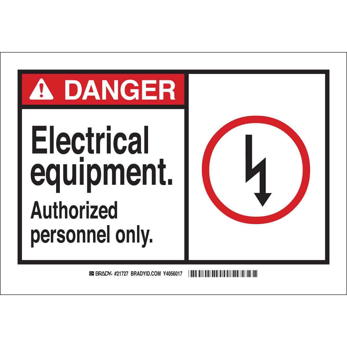 83900 Laminated Rectangular Safety Sign, 3-1/2 in H x 5 in W, Black/Red on White, B-302 Polyester, Adhesive Mount