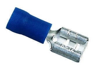 83-9521 Female Disconnect Terminal, 16 to 14 AWG Conductor, 0.11 x 0.02 in Tab, Shouldered Barrel, Brass, Blue