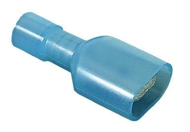 83-9921 Fully Insulated Vinyl Male Disconnect Terminal, 16 to 14 AWG Conductor, 0.25 x 0.32 in Tab, Shouldered Barrel, Brass/Nylon, Blue