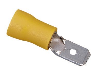 83-9991 Insulated Male Vinyl Terminal Disconnect, 12 to 10 AWG, Tin Plated Brass