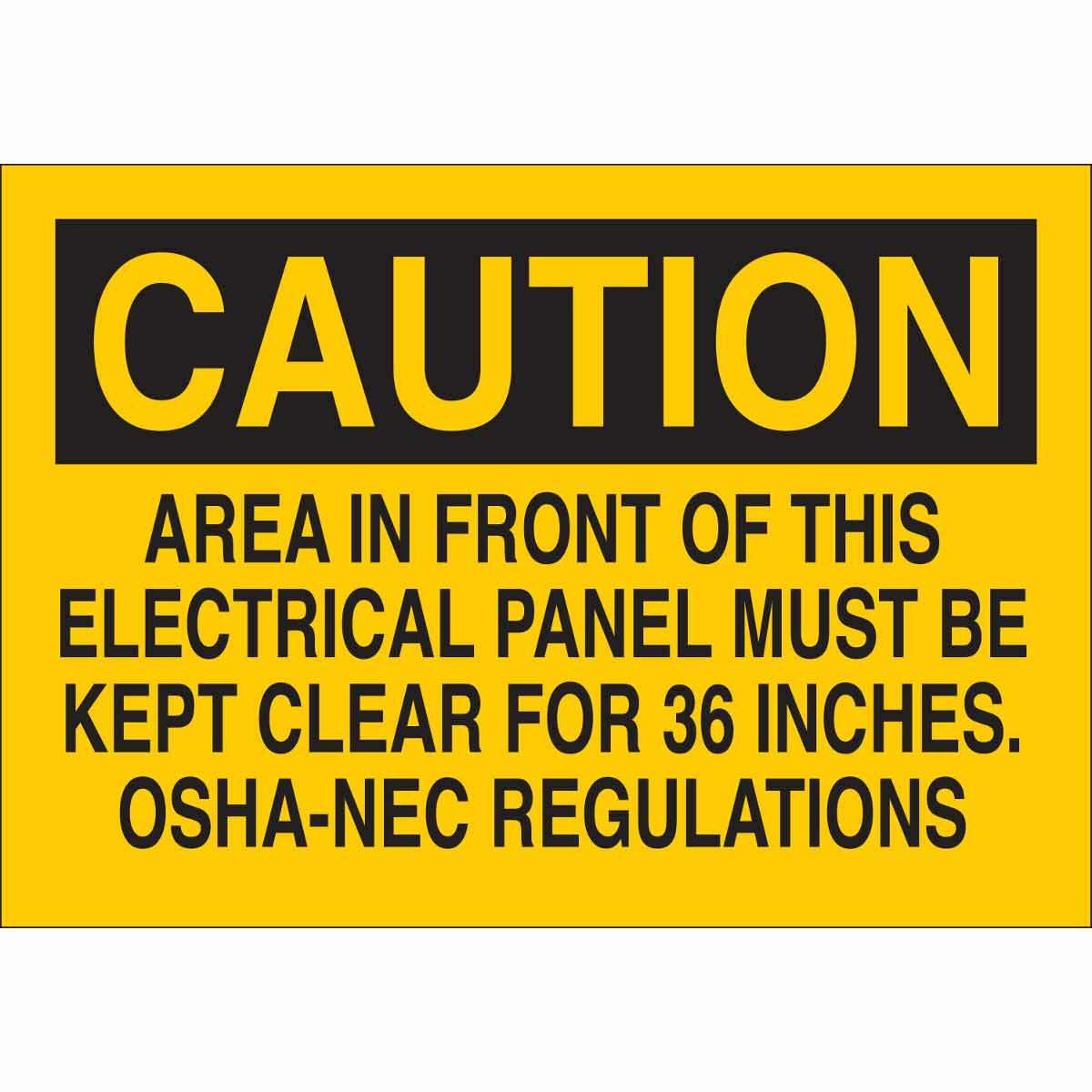 84827 Rectangular Electrical Safety Sign, CAUTION, 7 in H x 10 in W, Black on Yellow, B-302 Polyester, Adhesive Mount