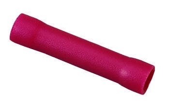 84-9281 Insulated Vinyl Butt Splice, 22 to 18 AWG Conductor, 0.986 in L, Shouldered Barrel, Brass, Red
