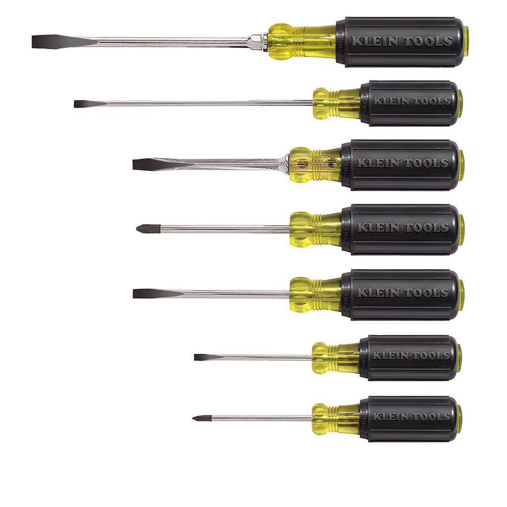 85076 Cushion-Grip Screwdriver Set, 7 Pieces, ASME Specified, Steel/Acetate, Polished Chrome