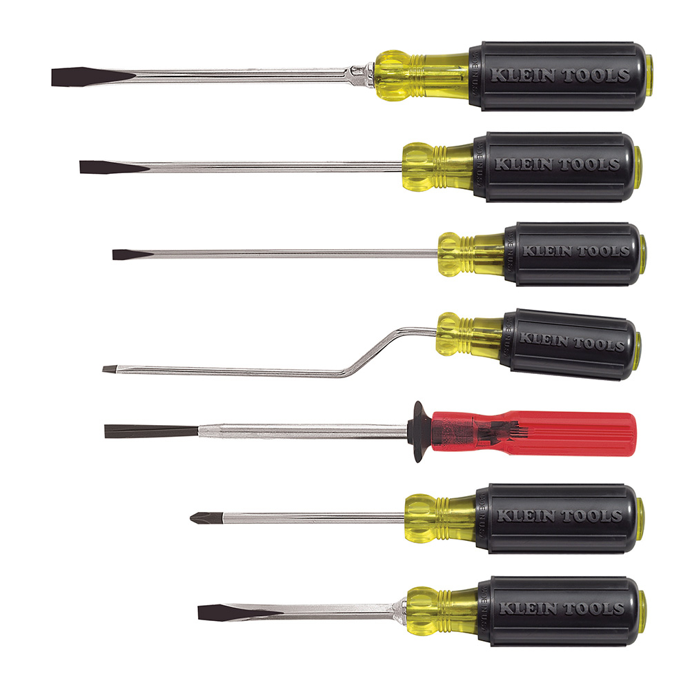 85077 Cushion-Grip Screwdriver Set, 7 Pieces, ASME Specified, Steel/Acetate, Polished Chrome