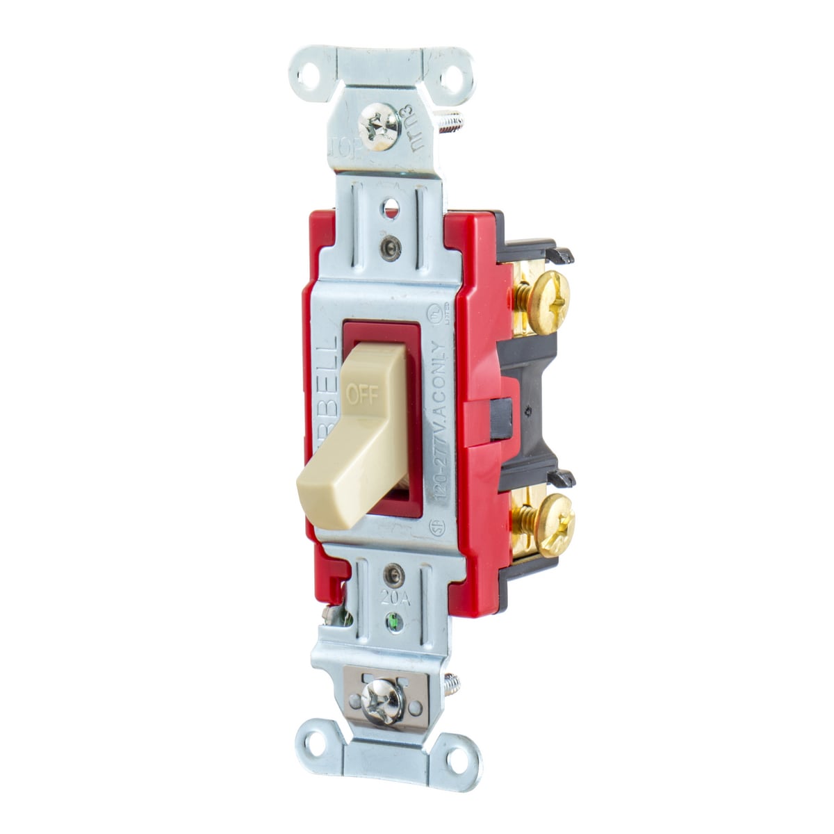 1221I 2-Position General Purpose Industrial Grade Standard Toggle Switch, 120 to 277 V AC, 20 A, 5540 W Power Rating, 2-Position Contact