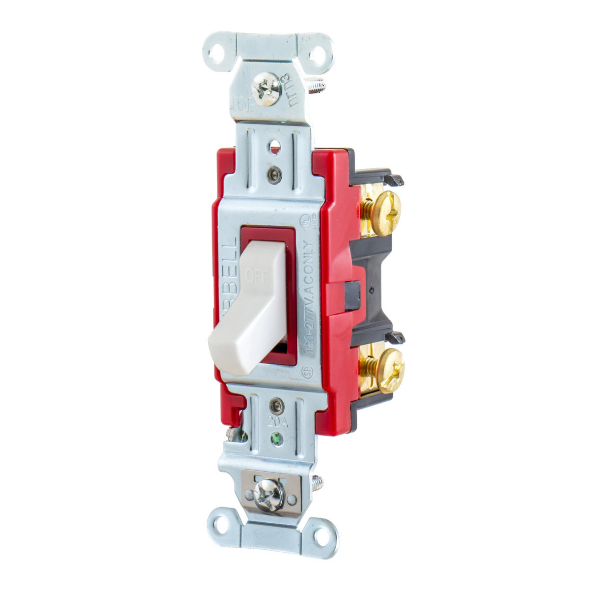 1221W 2-Position General Purpose Industrial Grade Standard Toggle Switch, 120 to 277 V AC, 20 A, 5540 W Power Rating, 2-Position Contact