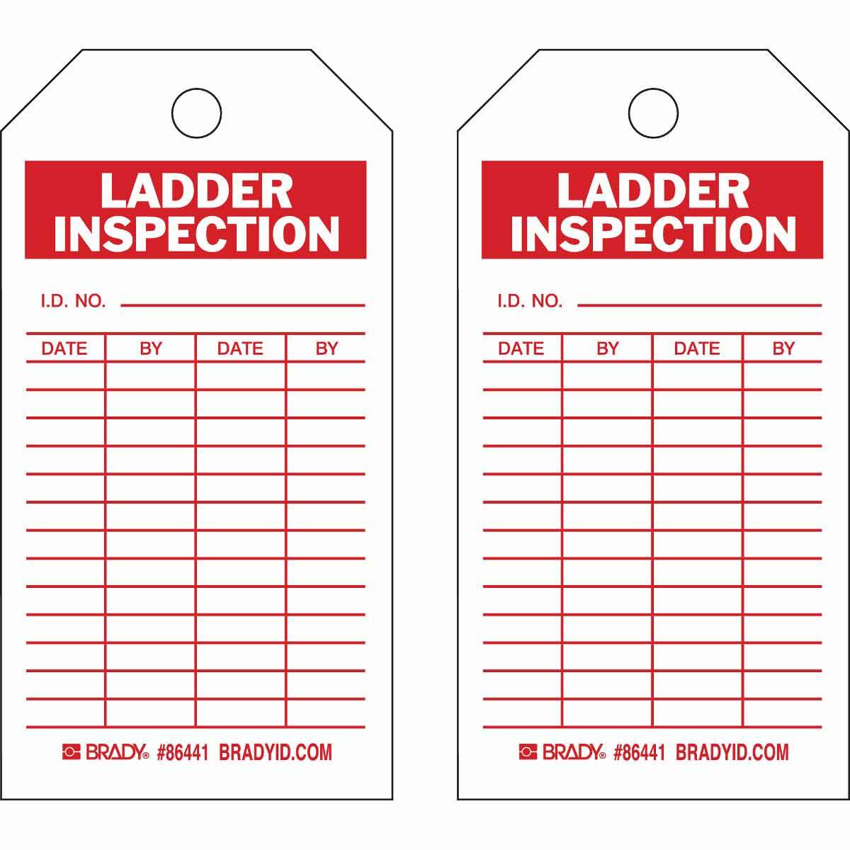 86441 Laminated Rectangular Inspection and Material Control Tag, 5-3/4 in H x 3 in W, Red on White, 3/8 in Hole, B-837 Heavy Duty Polyester