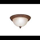 This Tannery Bronze Ceiling Light proves that simple can still be beautiful. It features satin etched glass, 13in. diameter, and its 2-light design uses 60-watt (max.) bulbs.