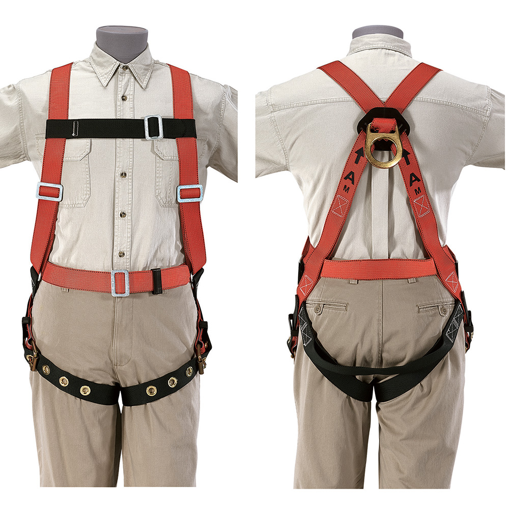 87020 Lightweight Fall Arrest Harness, Size M, Nylon Strap, Tongue Leg Strap Buckle