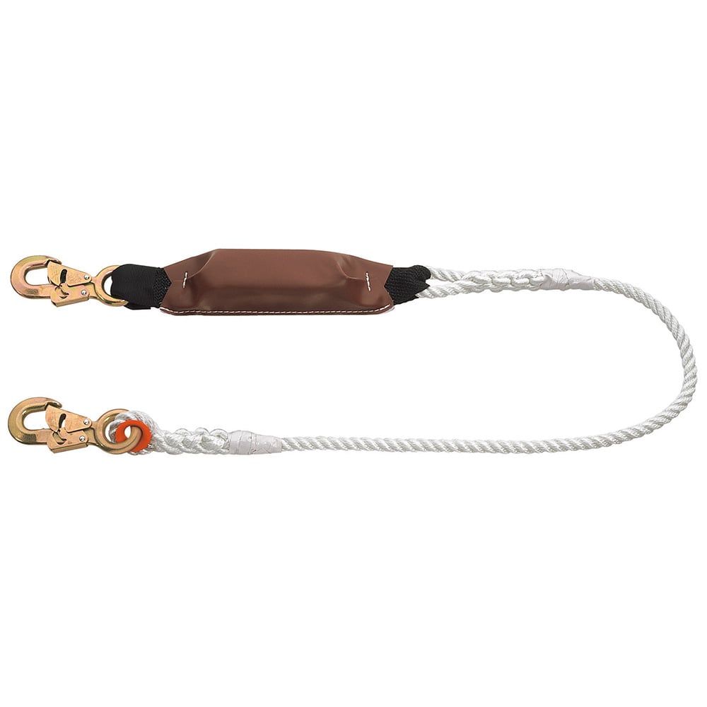 87410 Rope Lanyard, 5 ft L, Nylon Line, Snap Hook Anchorage Connection, Snap Hook Harness Connection Hook