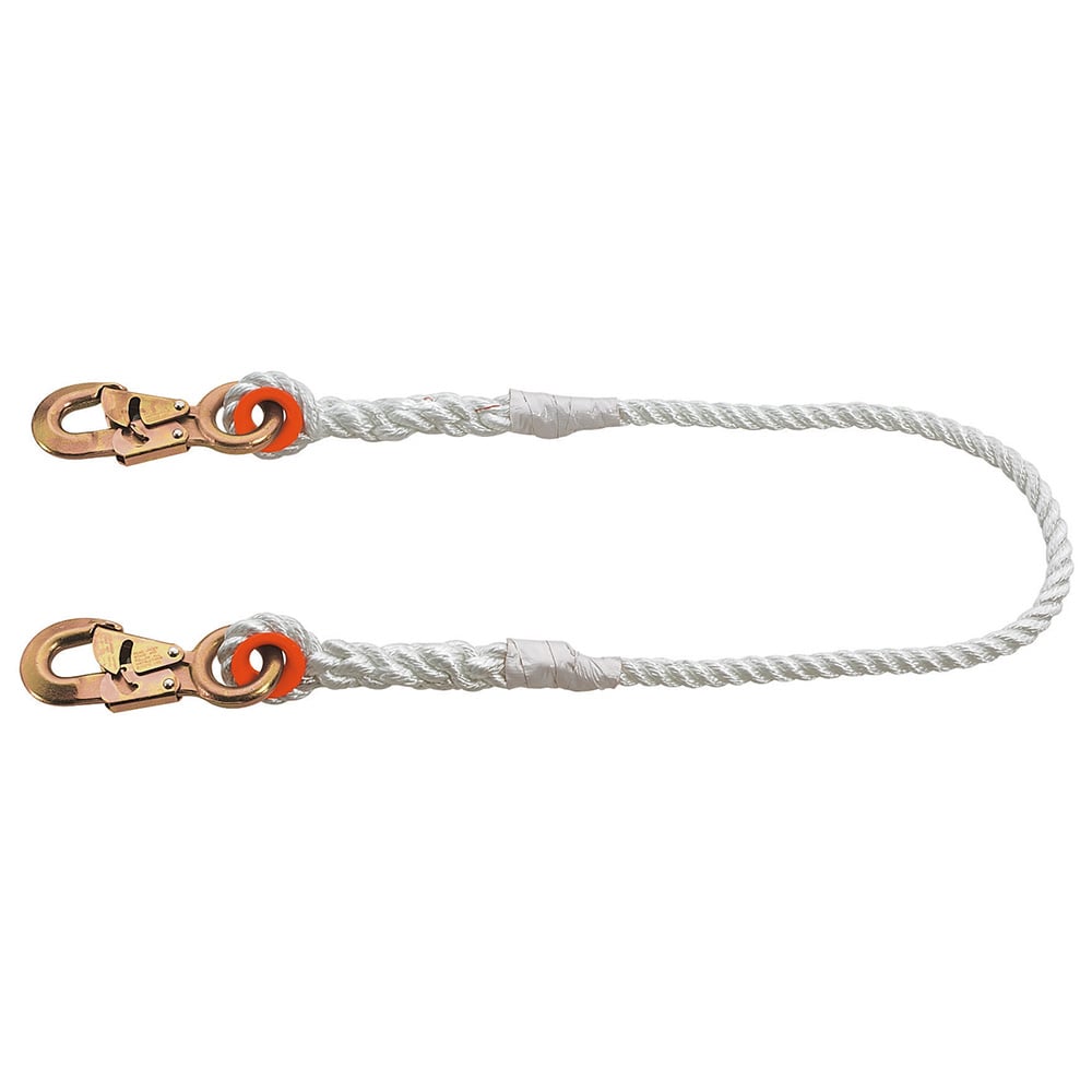 87417 Fixed Length Webbing Lanyard, 4 ft L, Nylon Line, Snap Hook Anchorage Connection, Snap Hook Harness Connection Hook