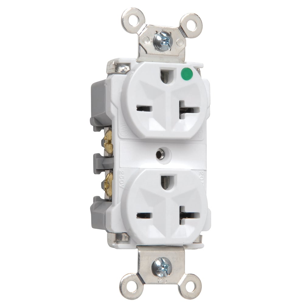 8800W Extra Heavy Duty Receptacle, Back and Side Wire, 20 Amp, 250V, White
