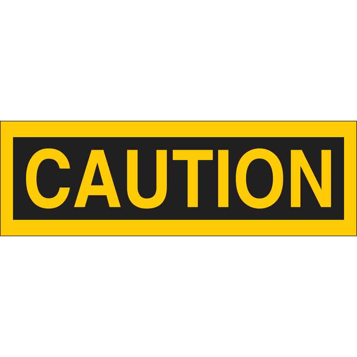 88915 Laminated Pre-Printed Header Rectangular Self-Sticking Blank Sign, CAUTION, 2-1/4 in H x 9 in W, Black on Yellow, B-302 Polyester, Adhesive Mount