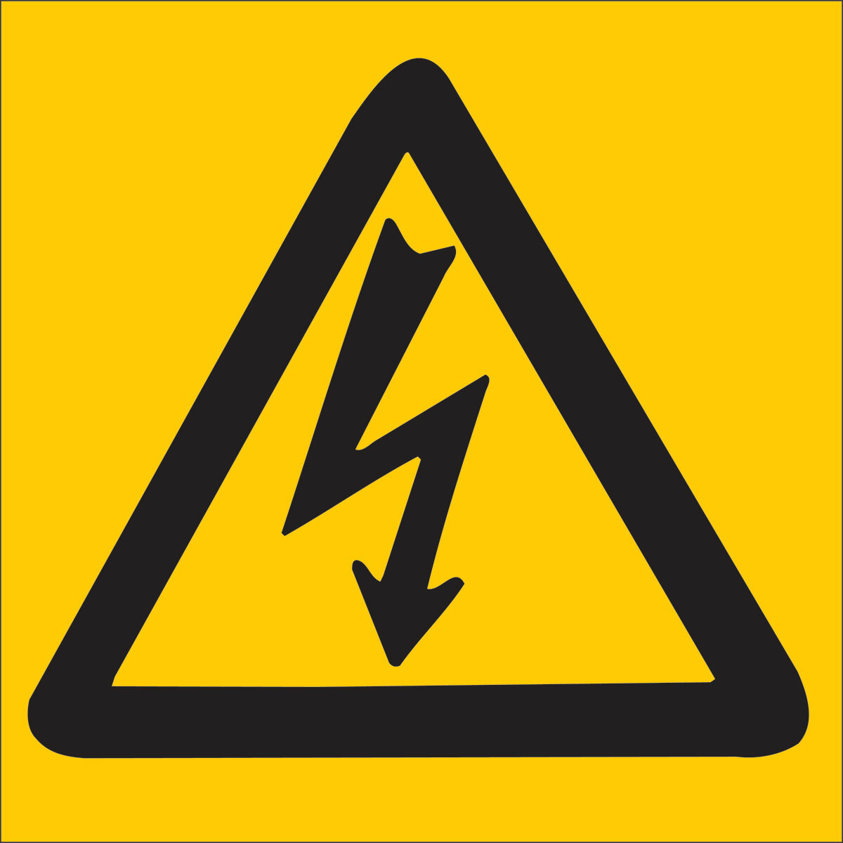 89153 Square Electrical Safety Sign, 3 in H x 3 in W, Black on Yellow, B-302 Polyester, Adhesive Mount