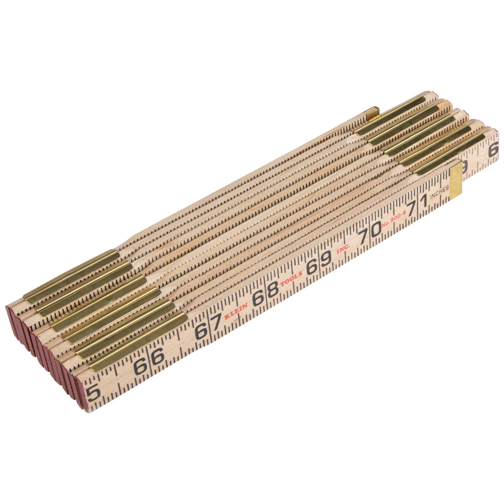 900-6 Inside Reading Folding Rule, Graduations 1/16 in, 6 ft L, Wood, Black/Yellow