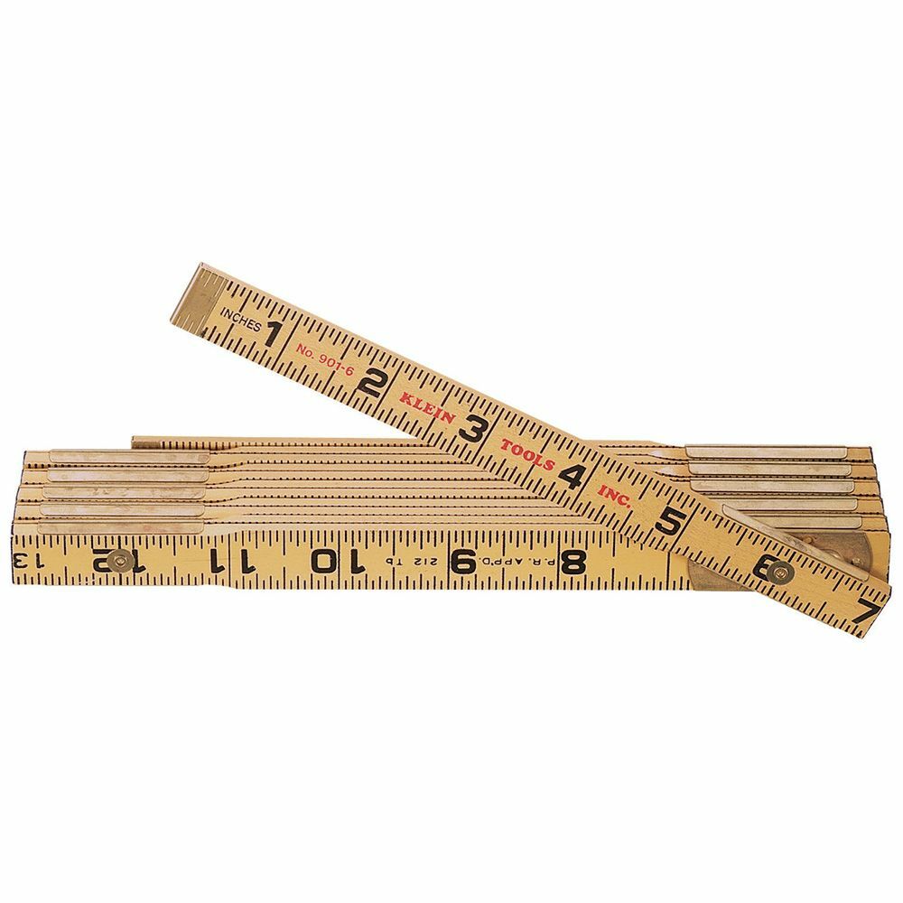 901-6 Outside Reading Folding Rule, Graduations 1/16 in, 6 ft L, Wood, Black/Yellow