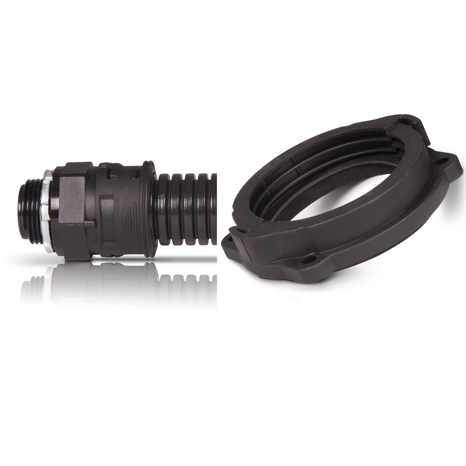 90242 Liquatite CORRLOK Type CF-12 Non-Metallic Straight Conduit Connector With Steel Locknut, 3/4 in Trade, Nylon
