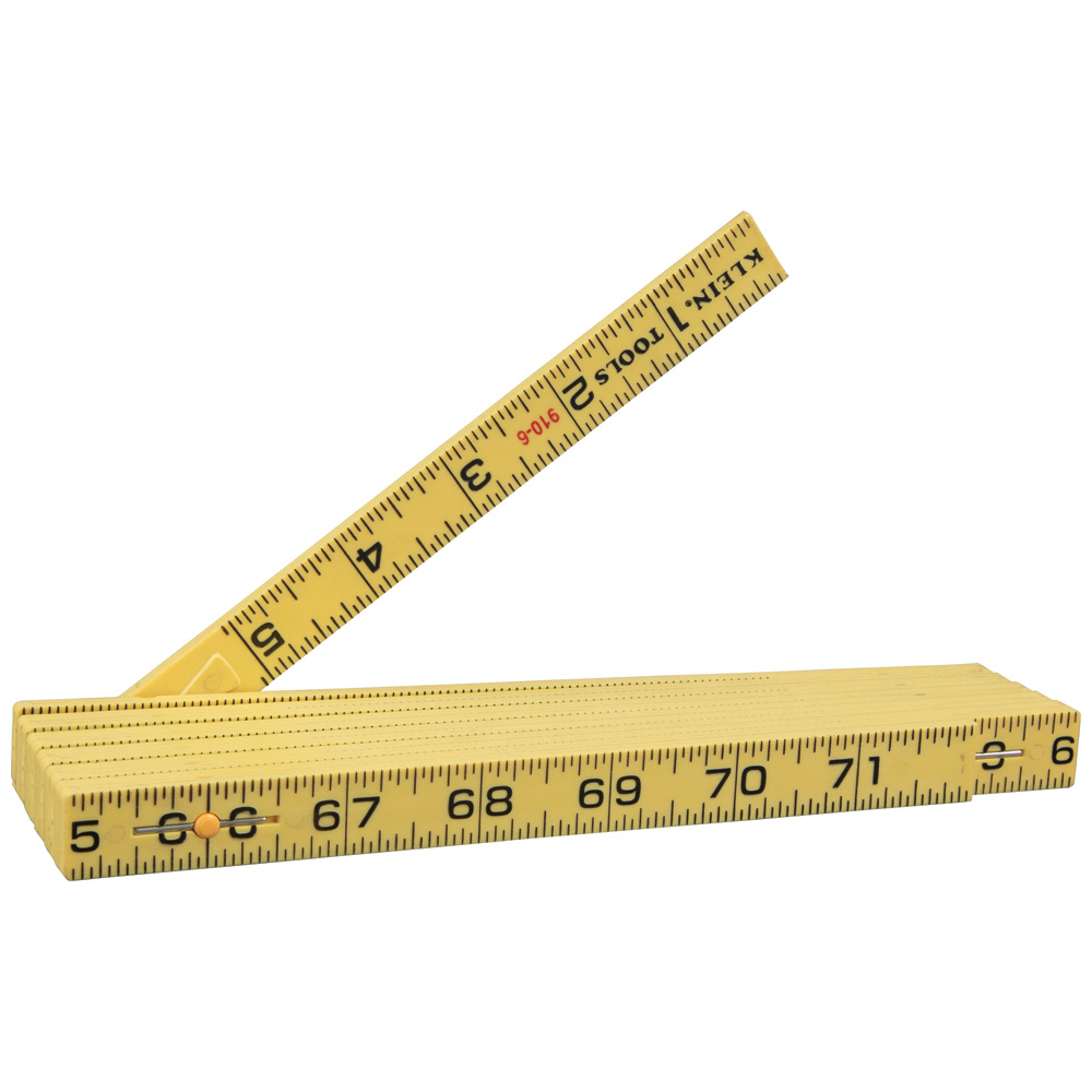 910-6 Inside Reading Folding Rule, Graduations 1/16 in, 6 ft L, Fiberglass, Black/Yellow