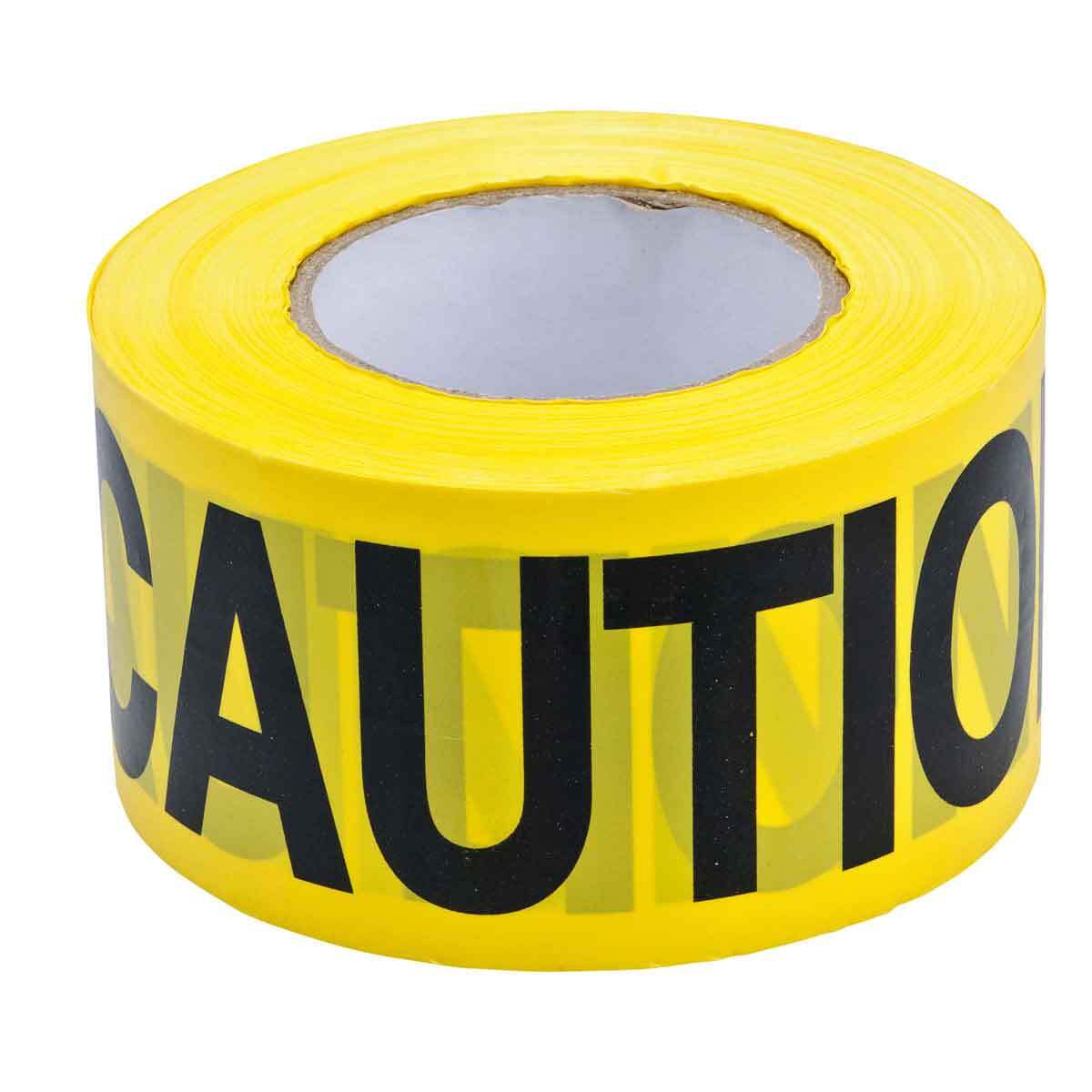 91212 Lightweight Barricade Tape, Black on Yellow, 200 ft L x 3 in W, CAUTION Legend, Polyethylene