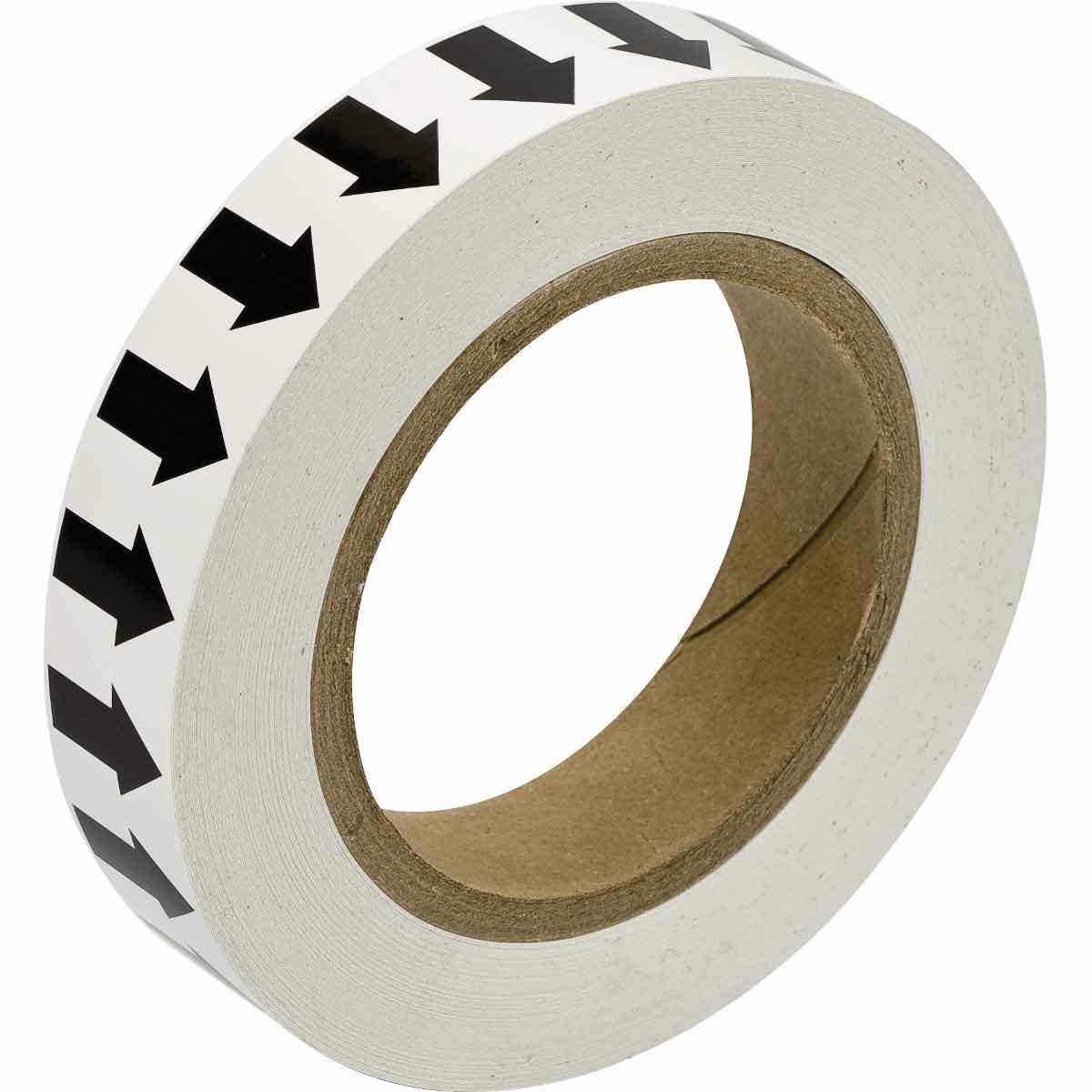 91413 Directional Flow Arrow Permanent Acrylic Pipe Marking Tape, Black on White, 30 yd L x 1 in W x 0.004 in THK, B-946 Vinyl