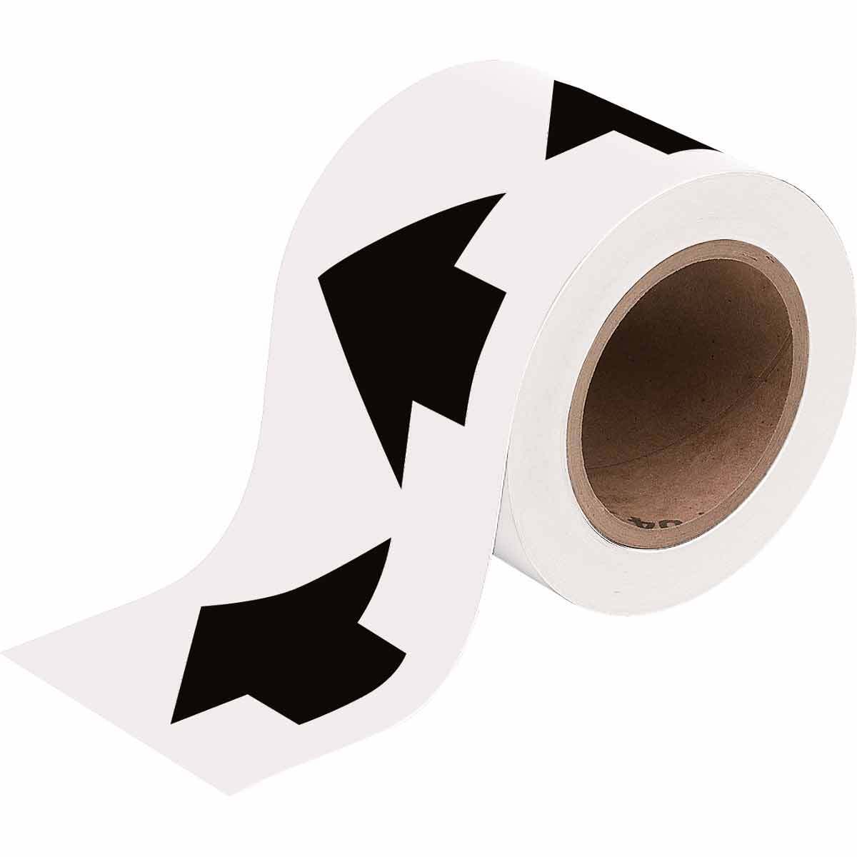 91417 Permanent Acrylic Arrow Tape, Black on White, 30 yd L 2 in W 0.004 in THK, B-946 Vinyl, 720 Markers per Card