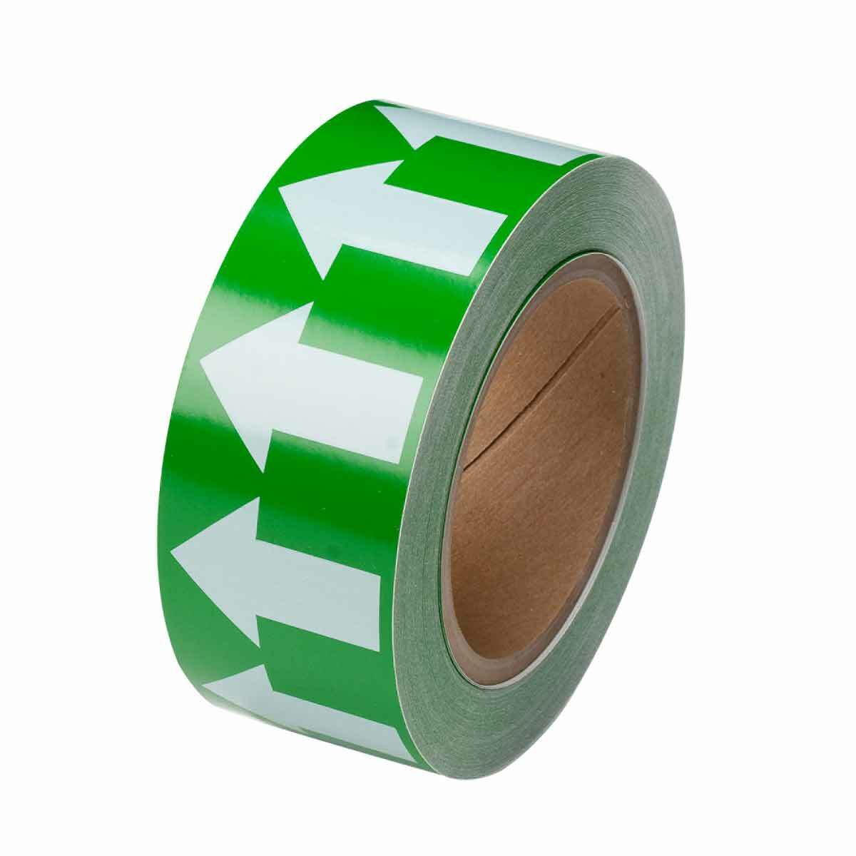 91421 Directional Flow Arrow Permanent Acrylic Pipe Marking Tape, White on Green, 30 yd L x 2 in W x 0.004 in THK, B-946 Vinyl