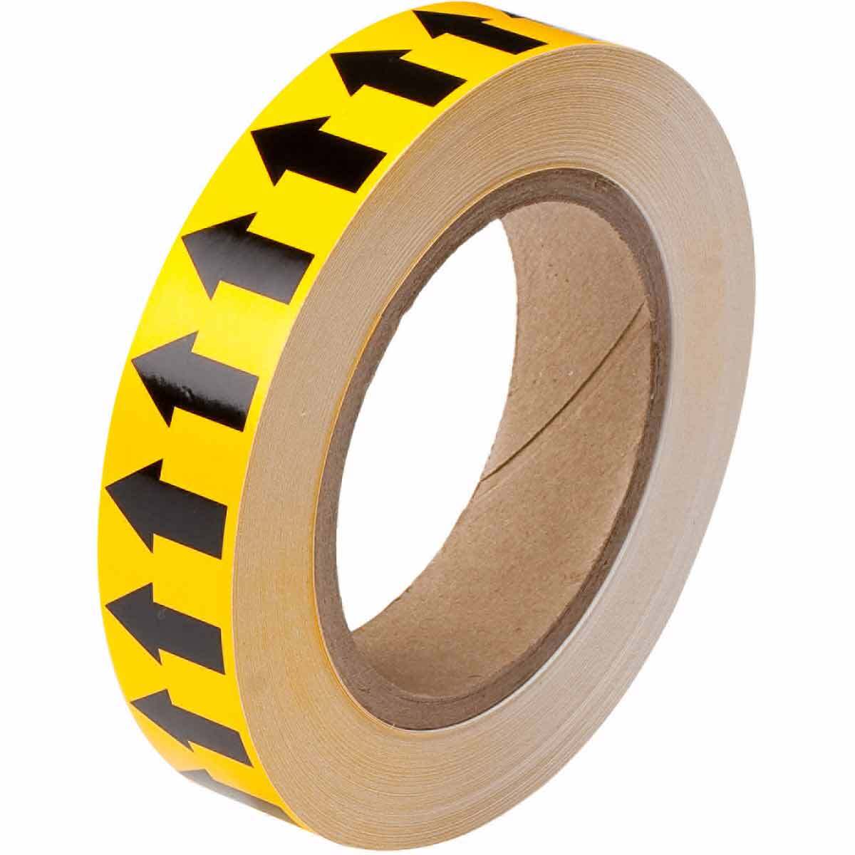 91424 Arrow Permanent Acrylic Pipe Banding Tape, Black on Yellow, 30 yd L x 1 in W, B-946 Vinyl, 1440 Markers per Card