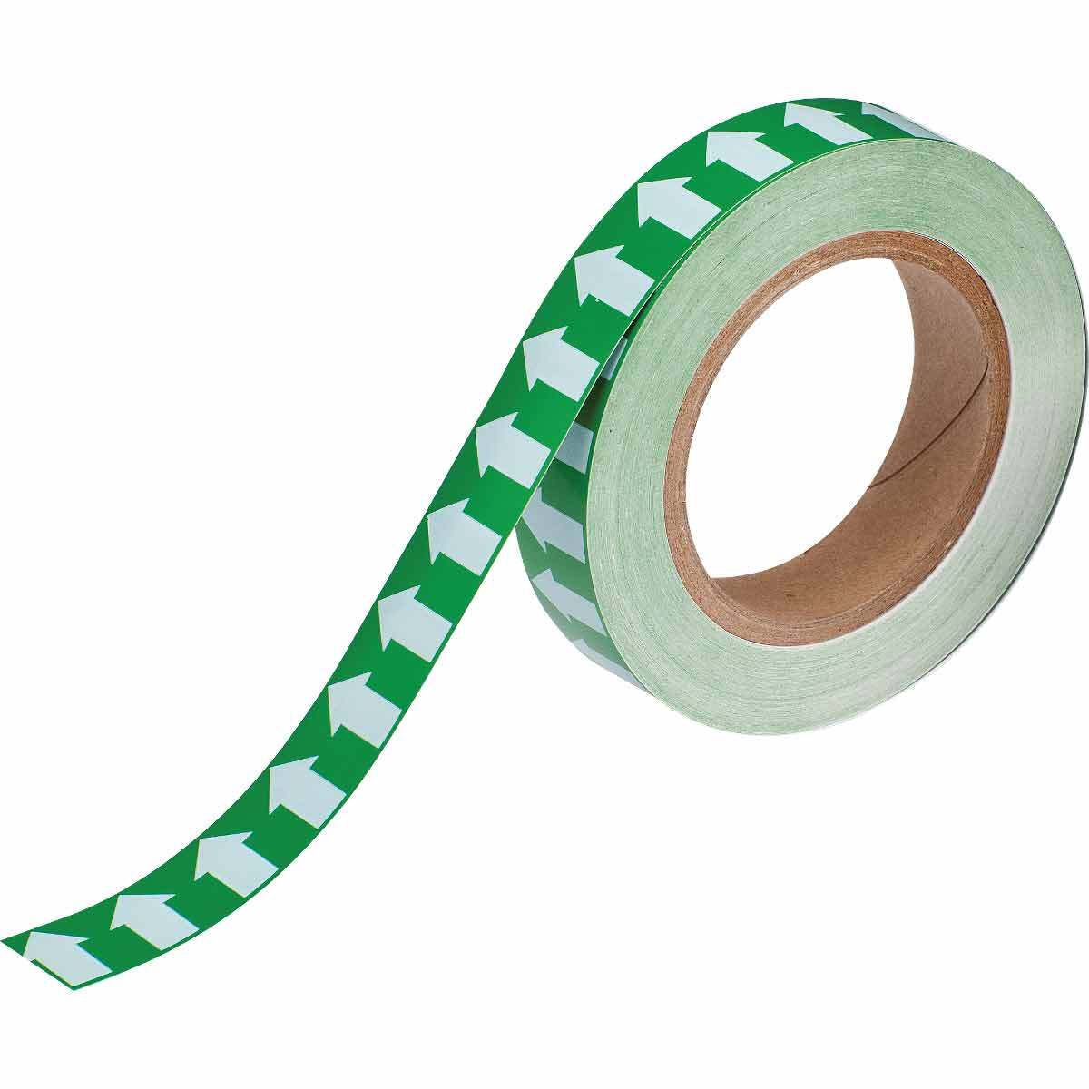 91425 Directional Flow Permanent Acrylic Arrow Tape, White on Green, 30 yd L x 1 in W x 0.004 in THK, B-946 Vinyl
